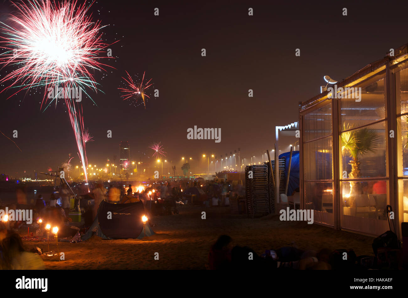 Les fêtes de San Juan sur le front de mer de Barcelone, 2016 Banque D'Images