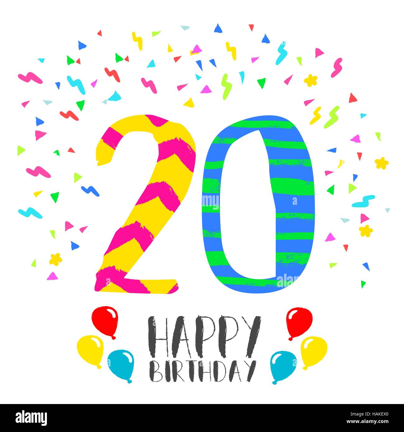 Joyeux Anniversaire Numero Carte De Souhaits Pour Vingt Ans Dans Fun Art Style Avec Partie De Confettis Invitation D Anniversaire De Felicitations Ou De Celebrations Image Vectorielle Stock Alamy Joyeux Anniversaire Numero Carte De Souhaits Pour Vingt Ans Dans Fun Art Style Avec Partie De Confettis Invitation D Anniversaire De Felicitations Ou De Celebrations Image Vectorielle Stock Alamy