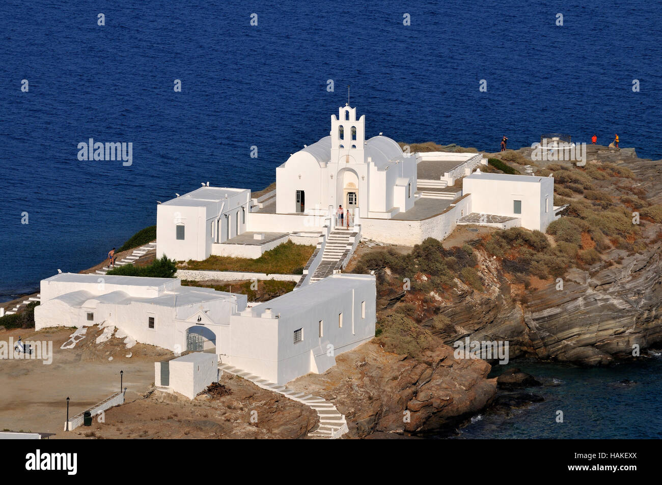 Dans l'île de Sifnos monastère Chrisopigi, Grèce Banque D'Images