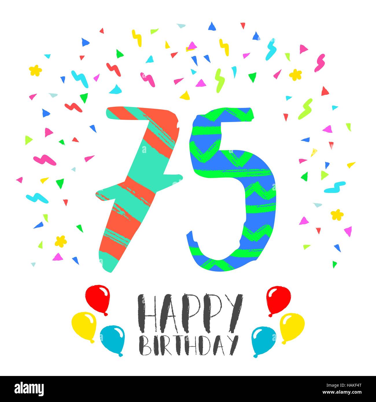 Joyeux Anniversaire Numero 75 Carte De Souhaits Pour Soixante Cinq Ans Dans Fun Art Style Avec Partie De Confettis Invitation Anniversaire Felicitations Image Vectorielle Stock Alamy Joyeux Anniversaire Numero 75 Carte De Souhaits Pour Soixante Cinq Ans Dans Fun Art Style Avec Partie De Confettis Invitation Anniversaire Felicitations Image Vectorielle Stock Alamy