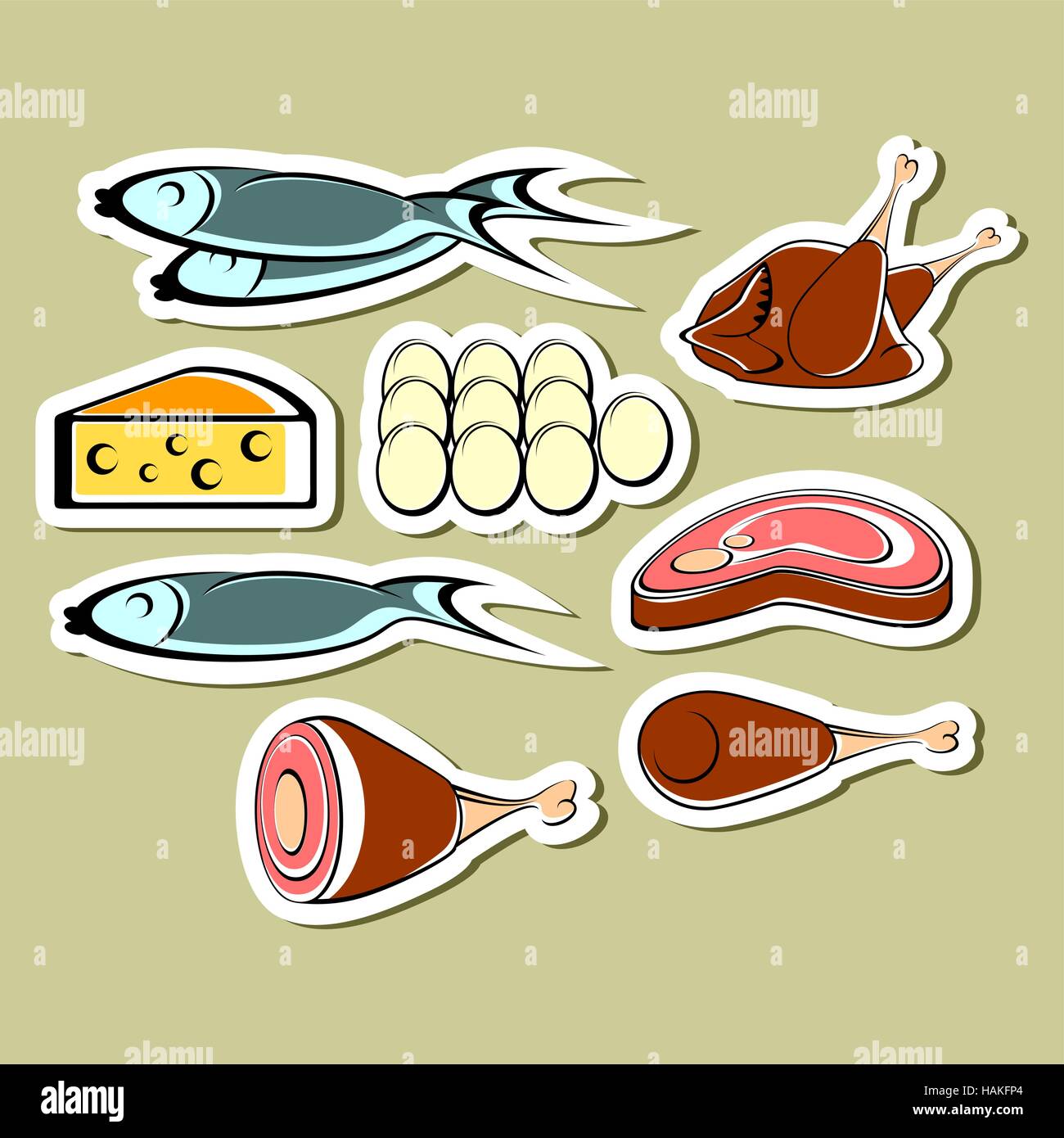 Ensemble des aliments Illustration de Vecteur