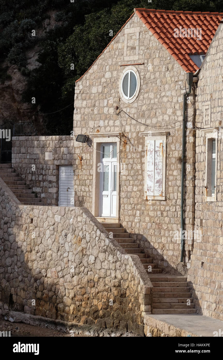 Maison à vieux port, Kolorina Dubrovnik, Croatie le 30 novembre 2015. Banque D'Images