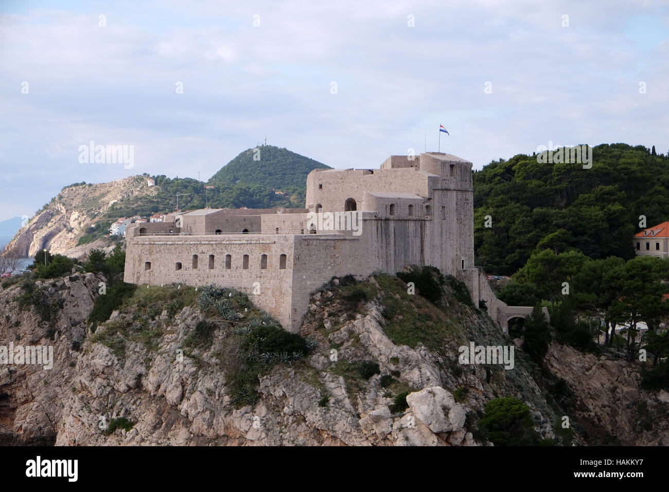 Fort Lovrijenac ou Saint Laurent, Forteresse de Dubrovnik, Croatie le 30 novembre 2015. Banque D'Images