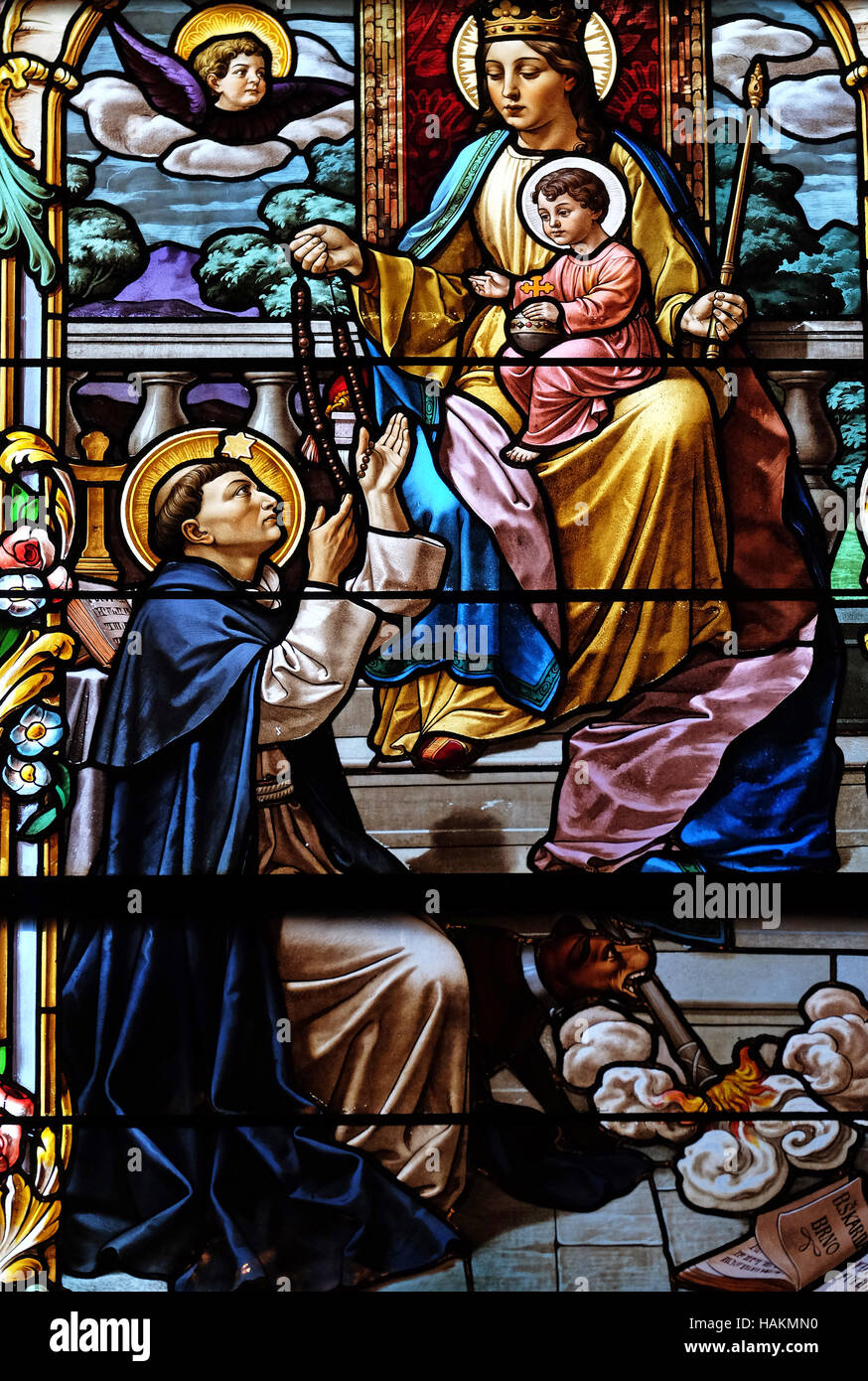 Vierge Marie avec l'enfant Jésus et de Saint Dominique Banque D'Images