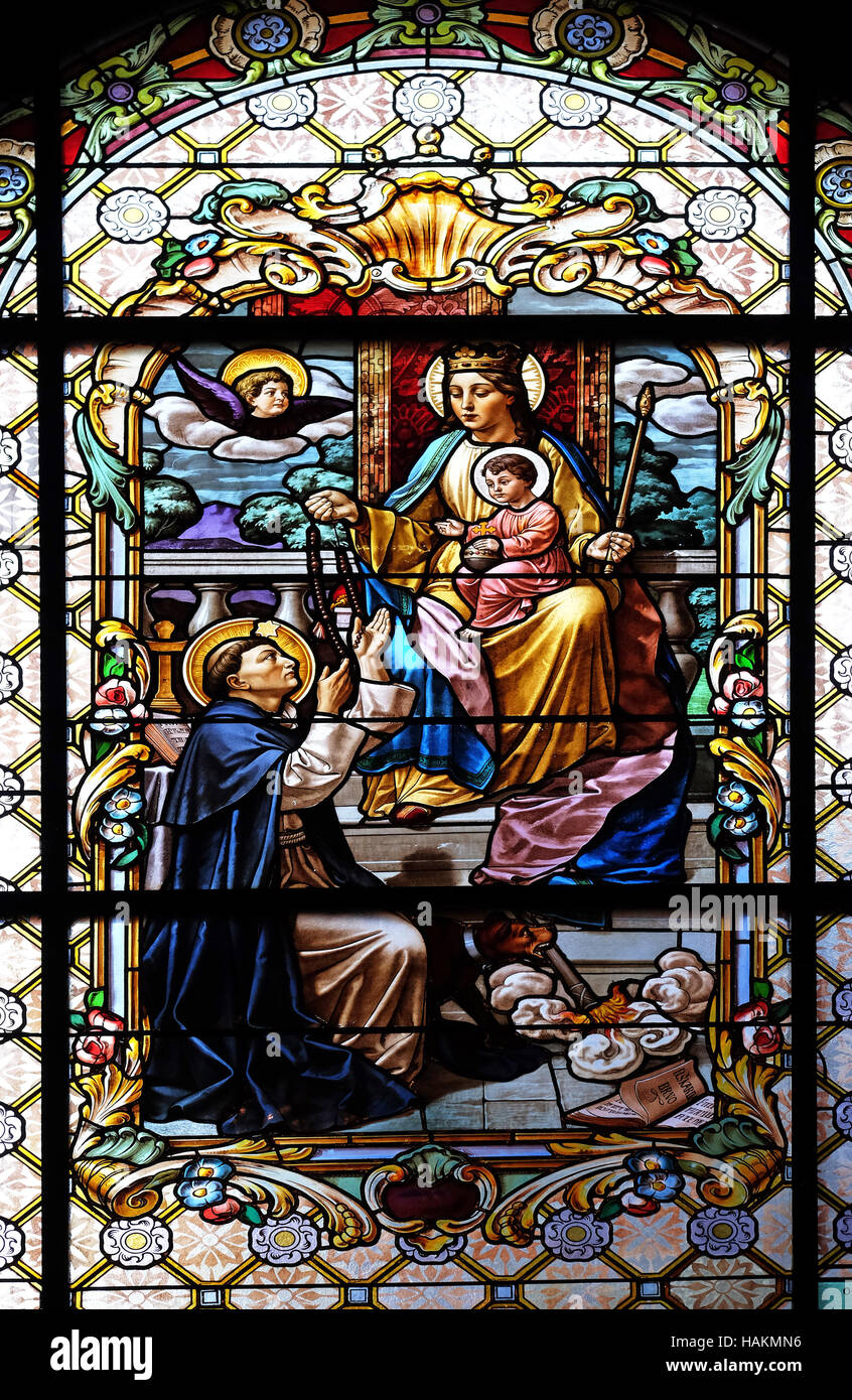Vierge Marie avec l'enfant Jésus et de Saint Dominique Banque D'Images
