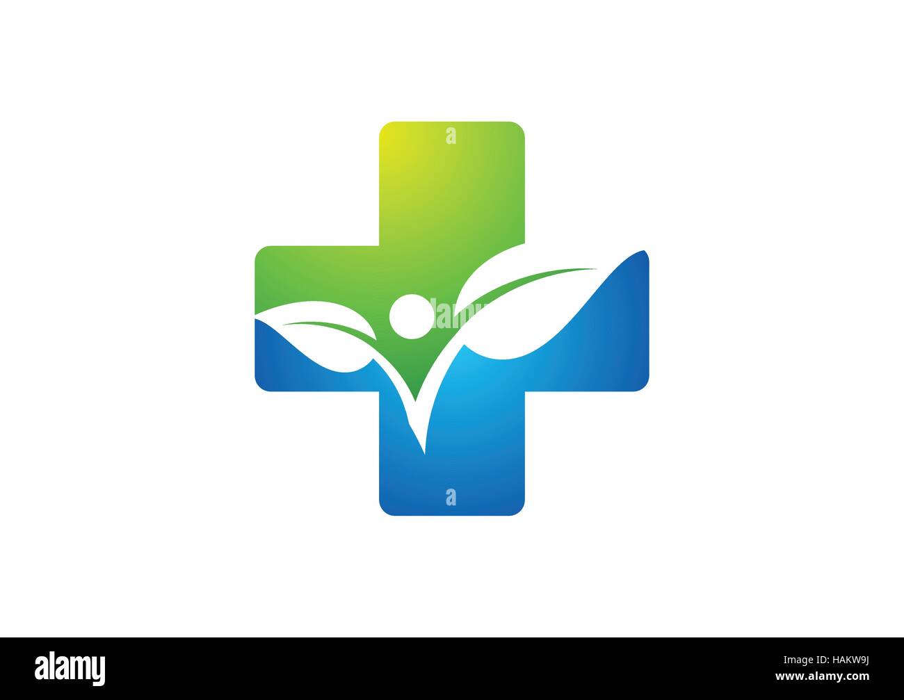 L'icône de santé médecine logo, logo, icône de l'usine de croix et l'icône symbole de la nature, le concept de la santé de personnes conception vectorielle Illustration de Vecteur