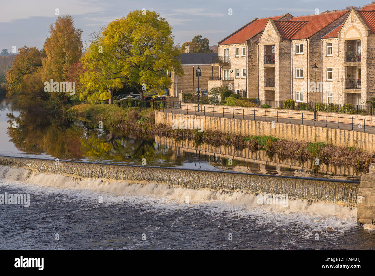 De l'automne. La rivière Wharfe. Wetherby. L'Angleterre. Banque D'Images