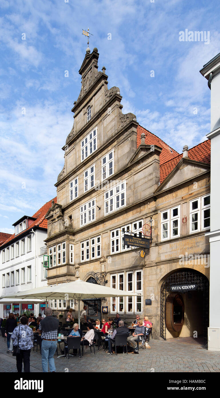 Rattenkrug, le plus ancien hôtel de l'Hamelin, Bäckerstraße, Hameln, Basse-Saxe, Allemagne Banque D'Images