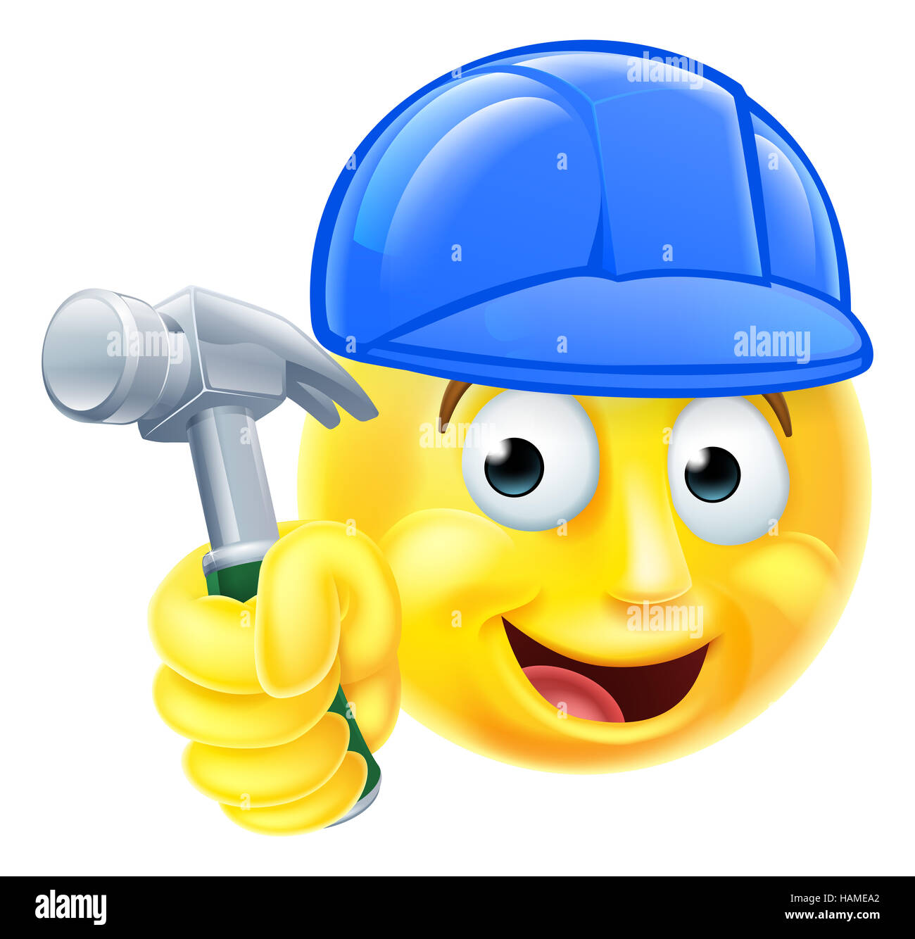 Un dessin animé homme carpenter builder émoticône emoji Banque D'Images