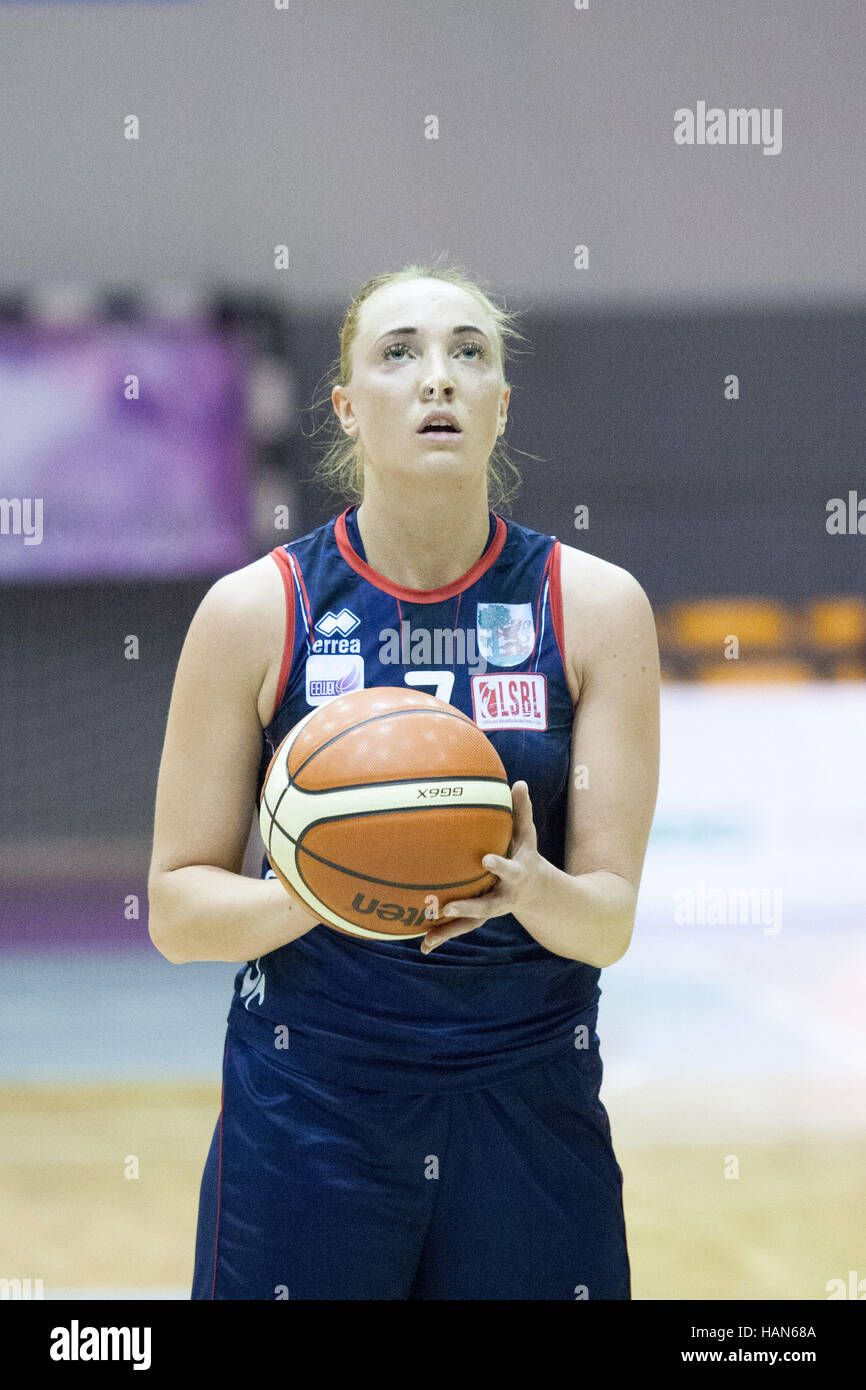 Gdynia, Pologne. 19Th Mar, 2016. Kristine Druskyte # 7 de la Vega1/Liepaja en action lors d'une ligue de basket-ball des femmes d'Europe orientale (EEWBL) Groupe B match entre WBC le Dynamo de Moscou (Russie) et Vega1/Riga (Lettonie) équipes. Credit : Michal Fludra/Alamy Live News Banque D'Images