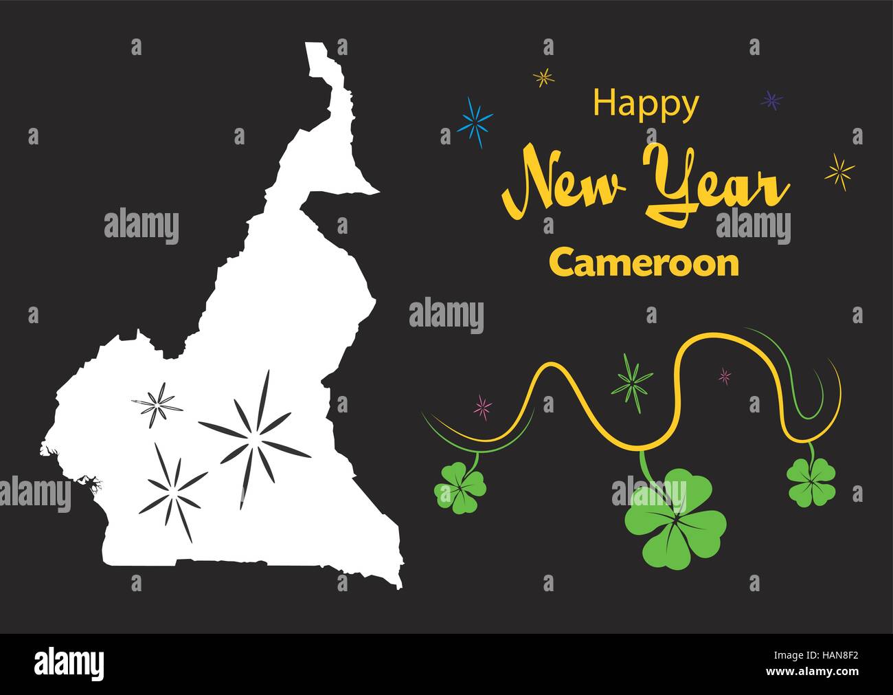 Happy New Year illustration thème avec carte du Cameroun Illustration de Vecteur