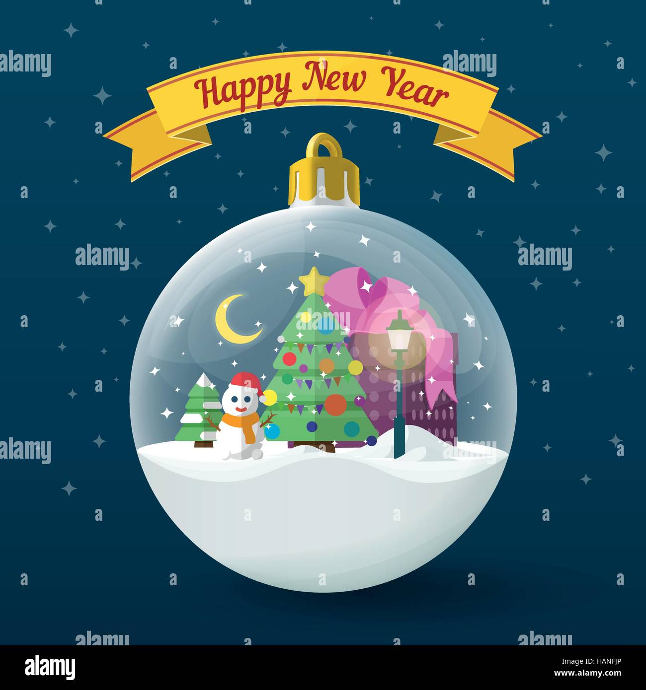 Boule De Noël Transparente Sur Fond Bleu Foncé Vector