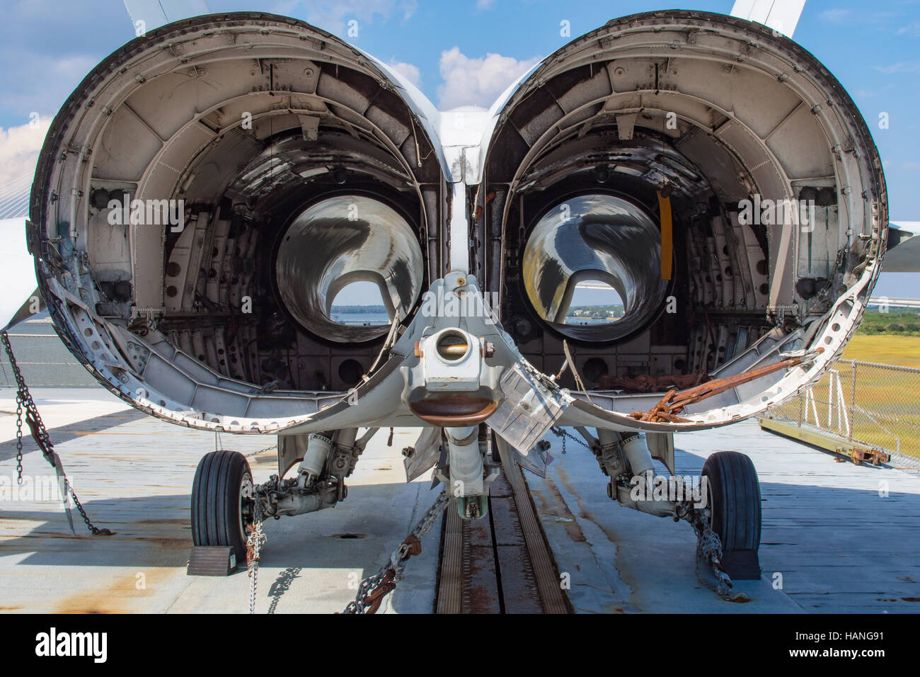 Jet est manquant ses moteurs sur USS Yorktown Charleston Banque D'Images