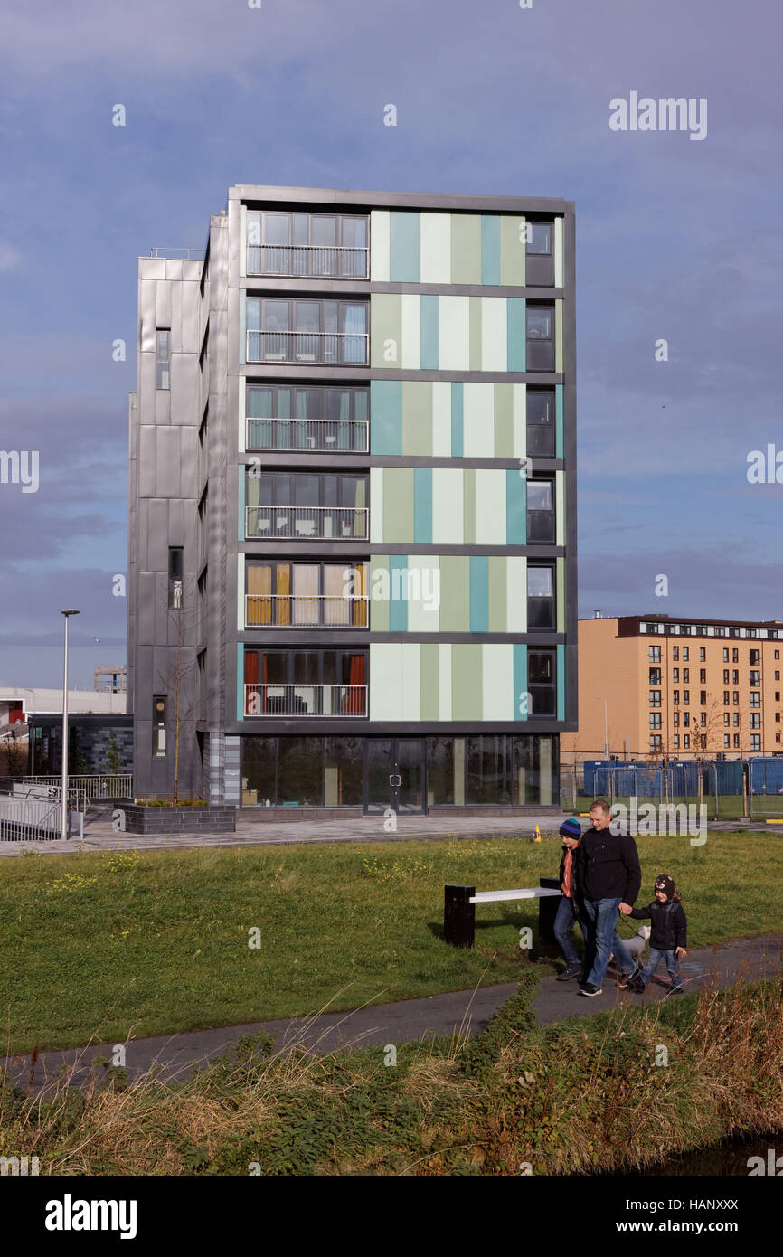 Les nouveaux immeubles appartements Salles de Bainfield Napier hébergement étudiant fountainbridge Edinburgh Festival du canal de l'Union européenne Banque D'Images