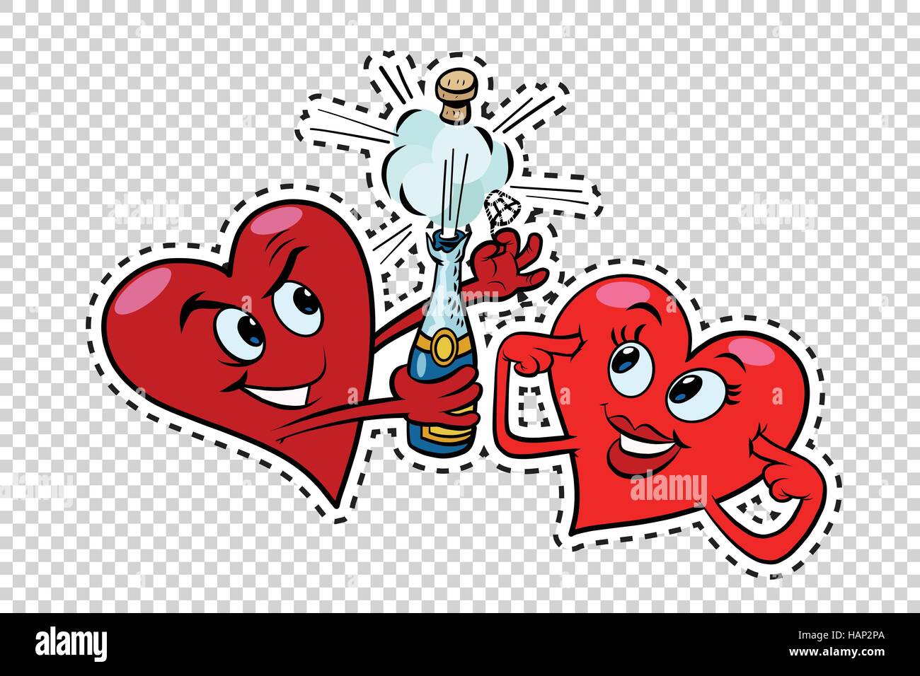 Valentines Red Heart sabler le champagne Illustration de Vecteur