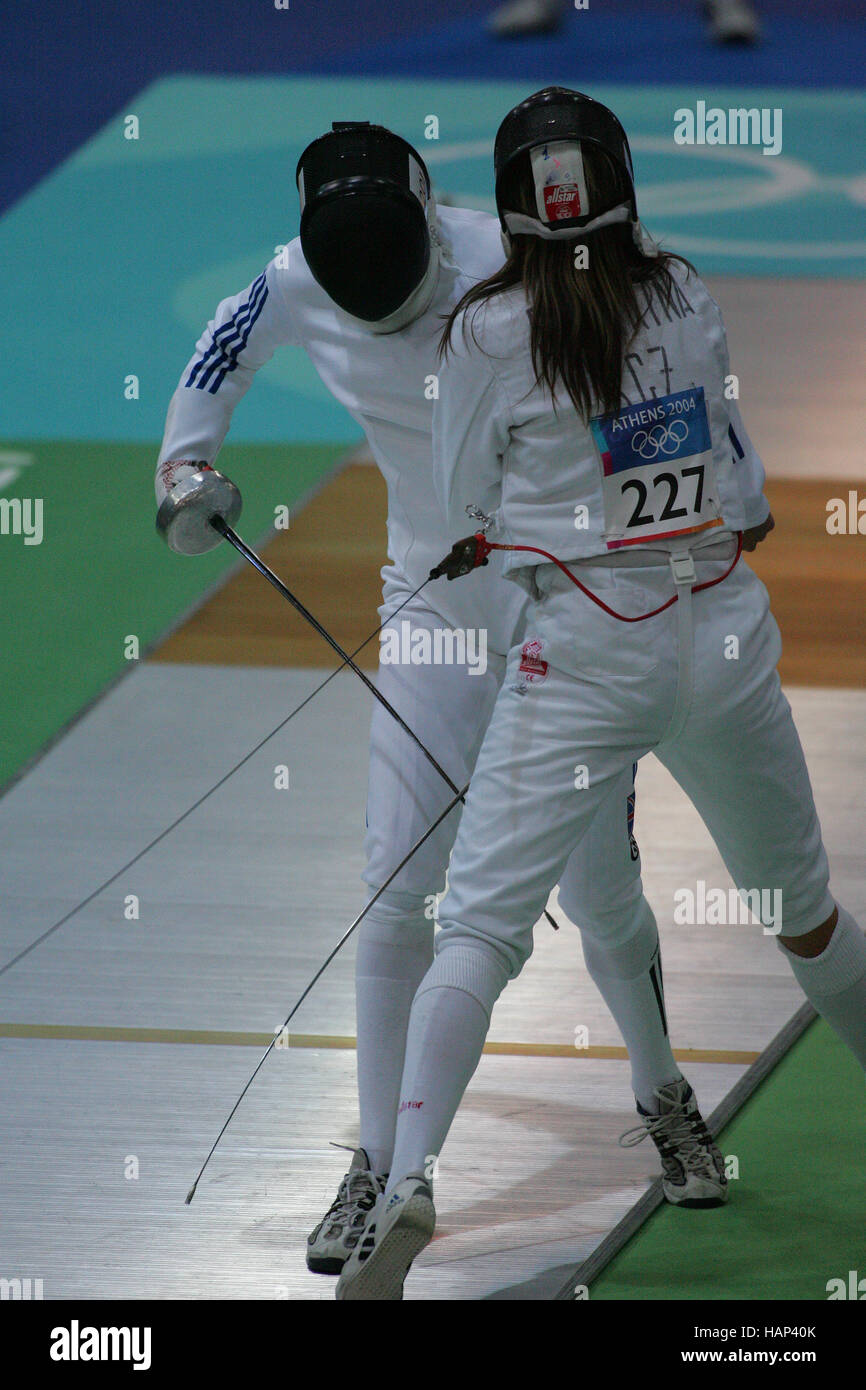 GEORGINA HARLAND ESCRIME PENTATHLON MODERNE Athènes Grèce 27 Août 2004 Banque D'Images