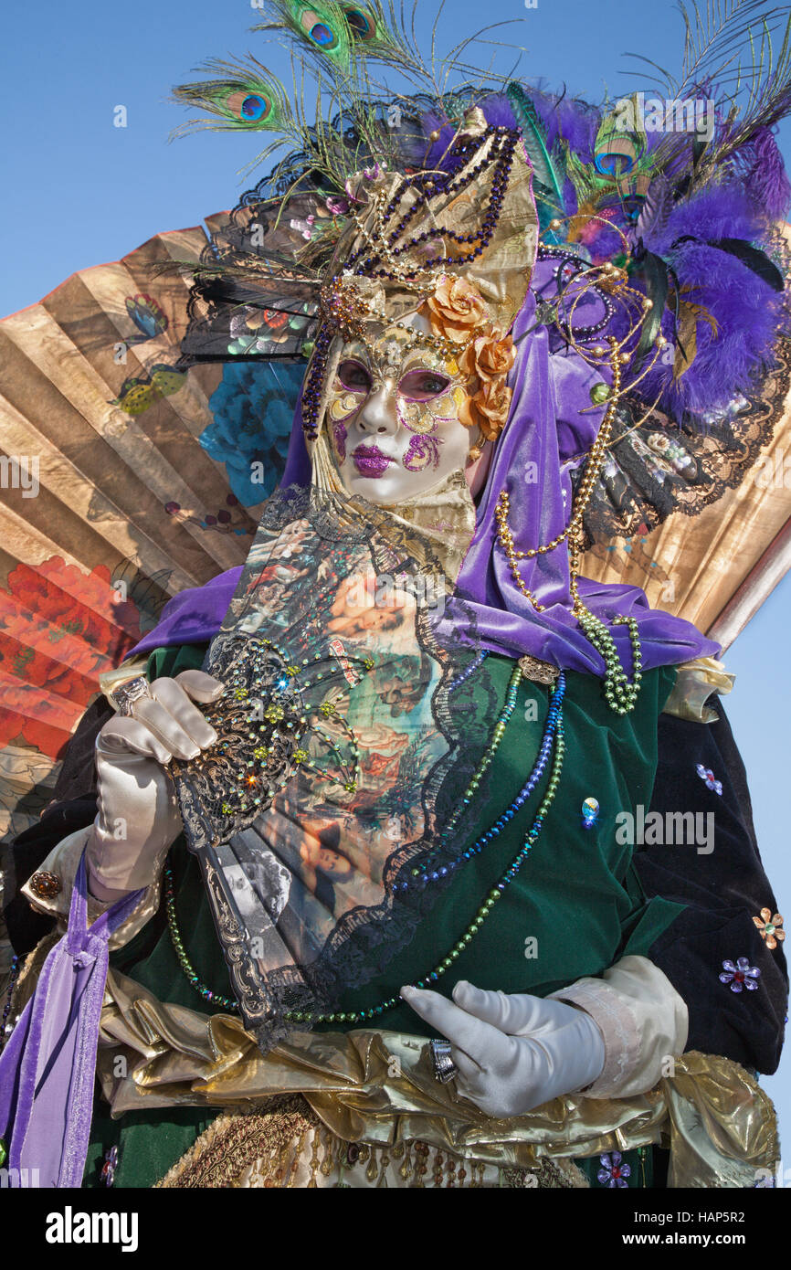 Venise, Italie - 26 février 2011 : Carnaval de masque de luxe Banque D'Images