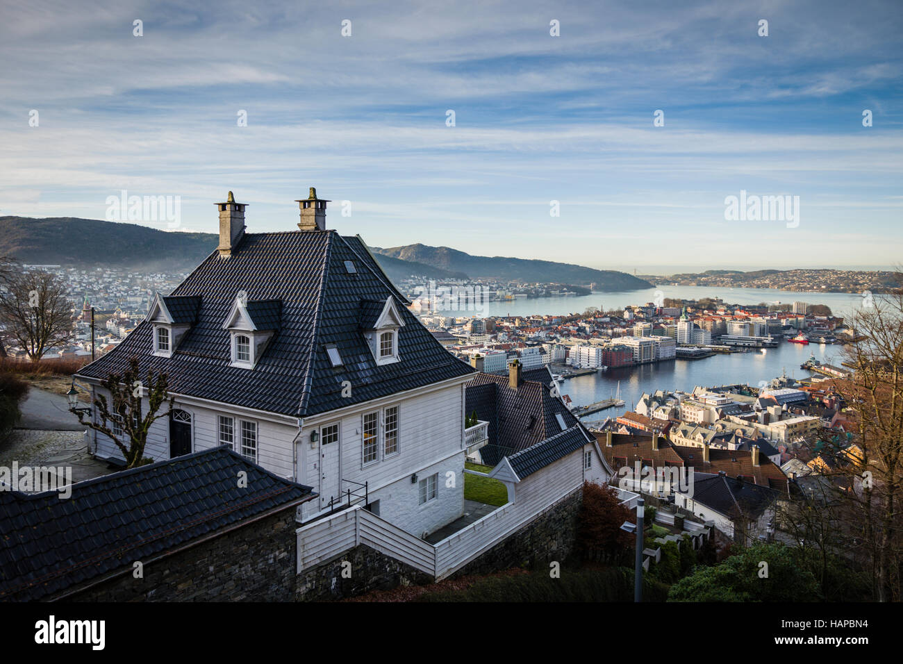 Vue depuis le mont Floyen, Bergen, Norvège. Banque D'Images