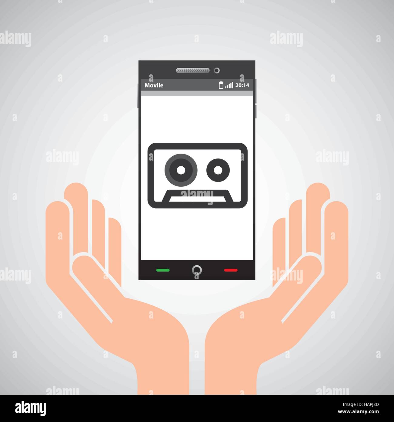 Cassette de ruban téléphone mobile main illustration vecteur eps 10 Illustration de Vecteur