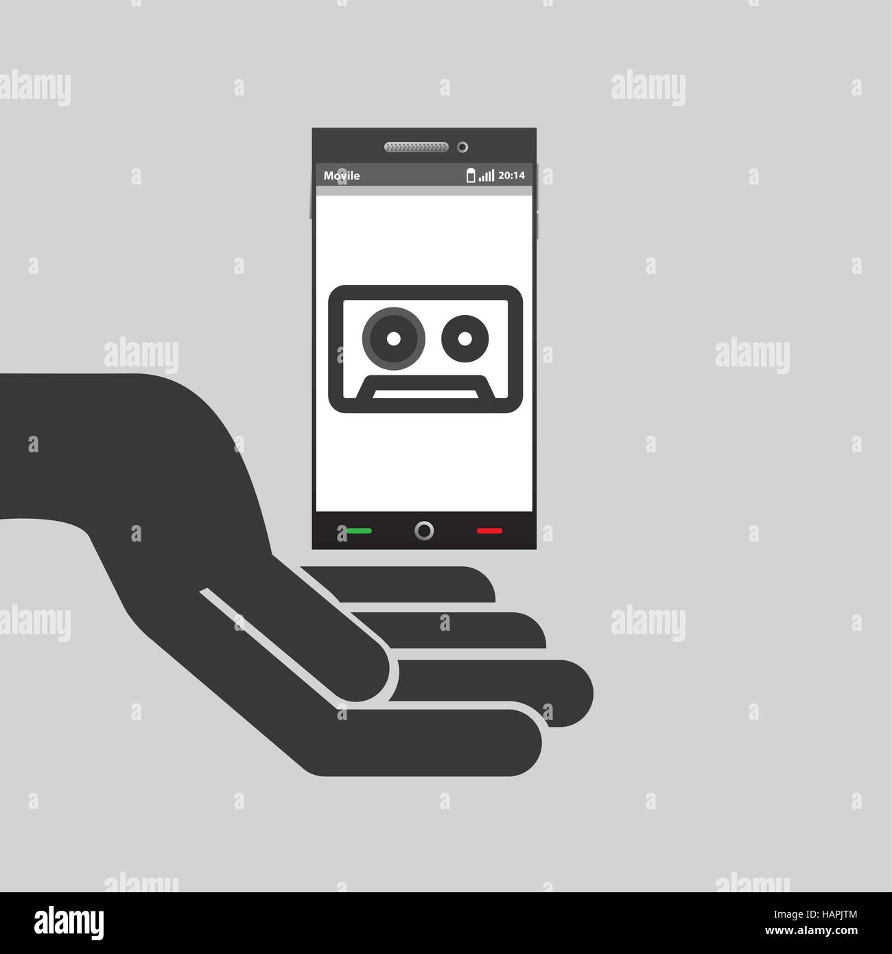 Cassette de ruban téléphone mobile main illustration vecteur eps 10 Illustration de Vecteur