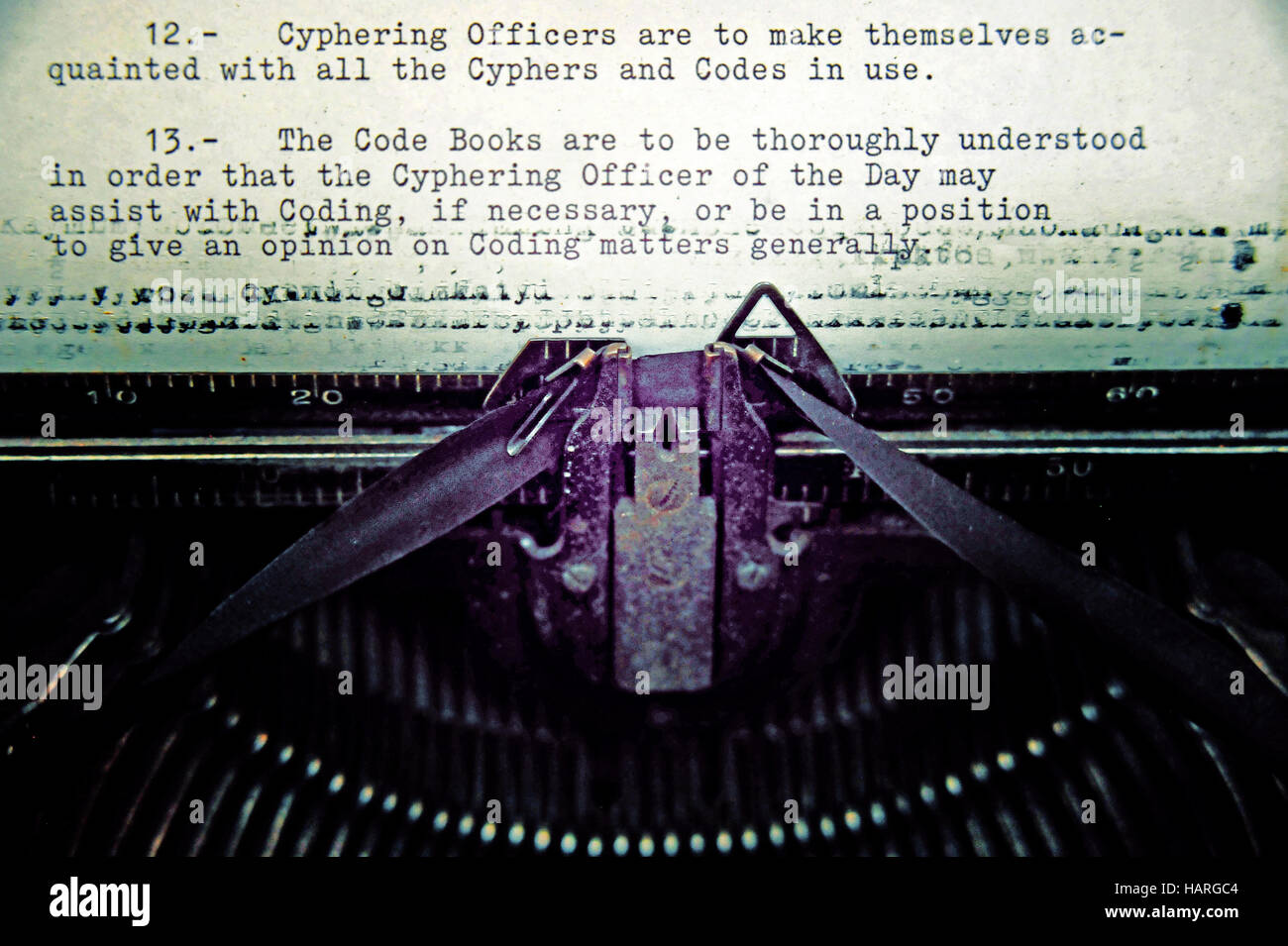 Machine à écrire historique de la PREMIÈRE GUERRE MONDIALE, Caroline, HMS Belfast, en Irlande du Nord. Usage éditorial uniquement. Banque D'Images