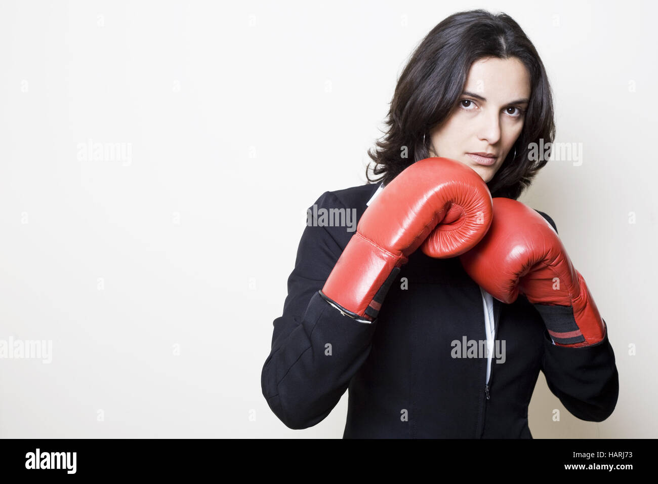 Boxing businesswoman Banque D'Images