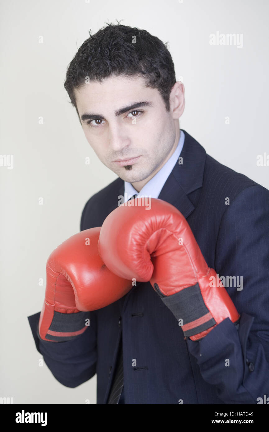 Homme d'affaires de boxe Banque D'Images