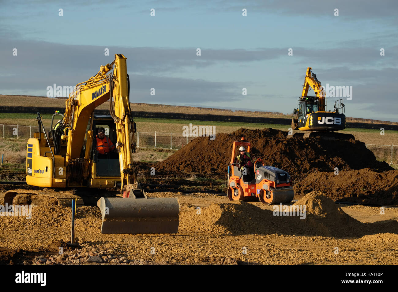 En préparation des terres pour la construction de maisons, Grantham, Lincolnshire, Angleterre, RU Banque D'Images