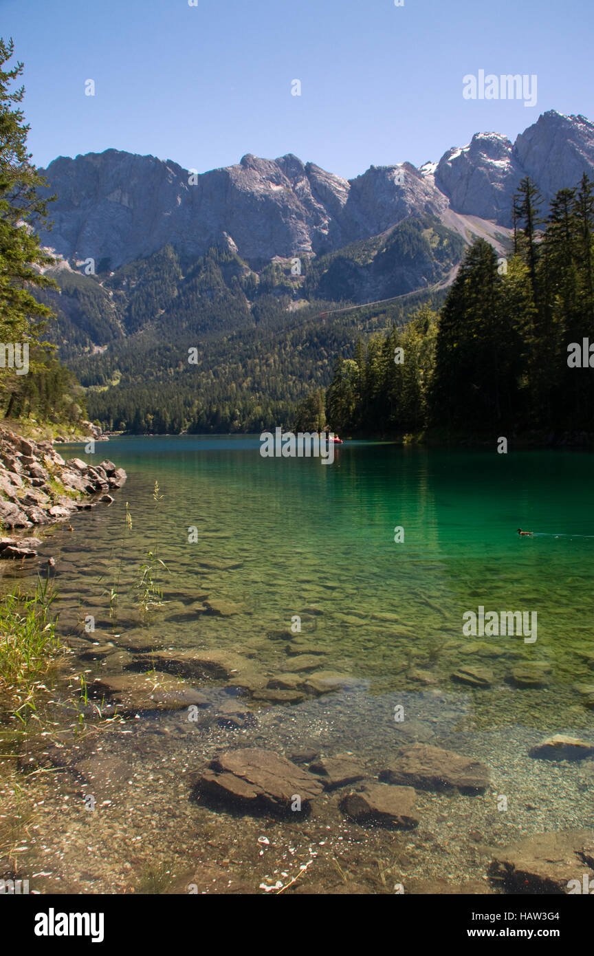 Alpes Lac Eibsee Green Mountain Bavarois Banque D'Images