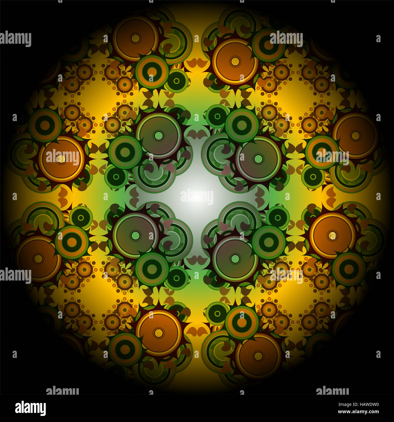 Mandala éclatantes, roue, résumé de l'oeuvre fractale numérique illustration Banque D'Images