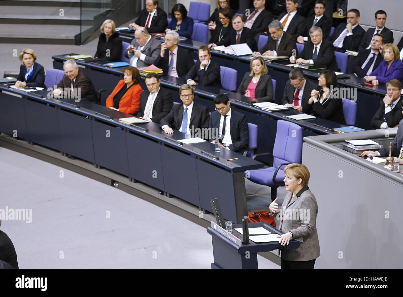 Merkel au Bundestag - Conseil Européen Banque D'Images