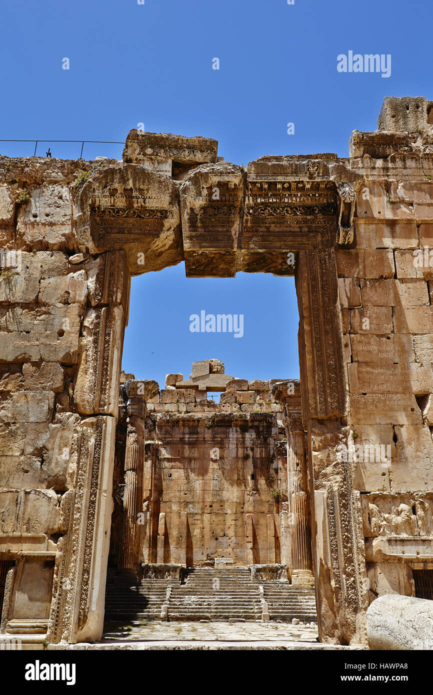 Temple de Bacchus - Baalbek, Liban Banque D'Images