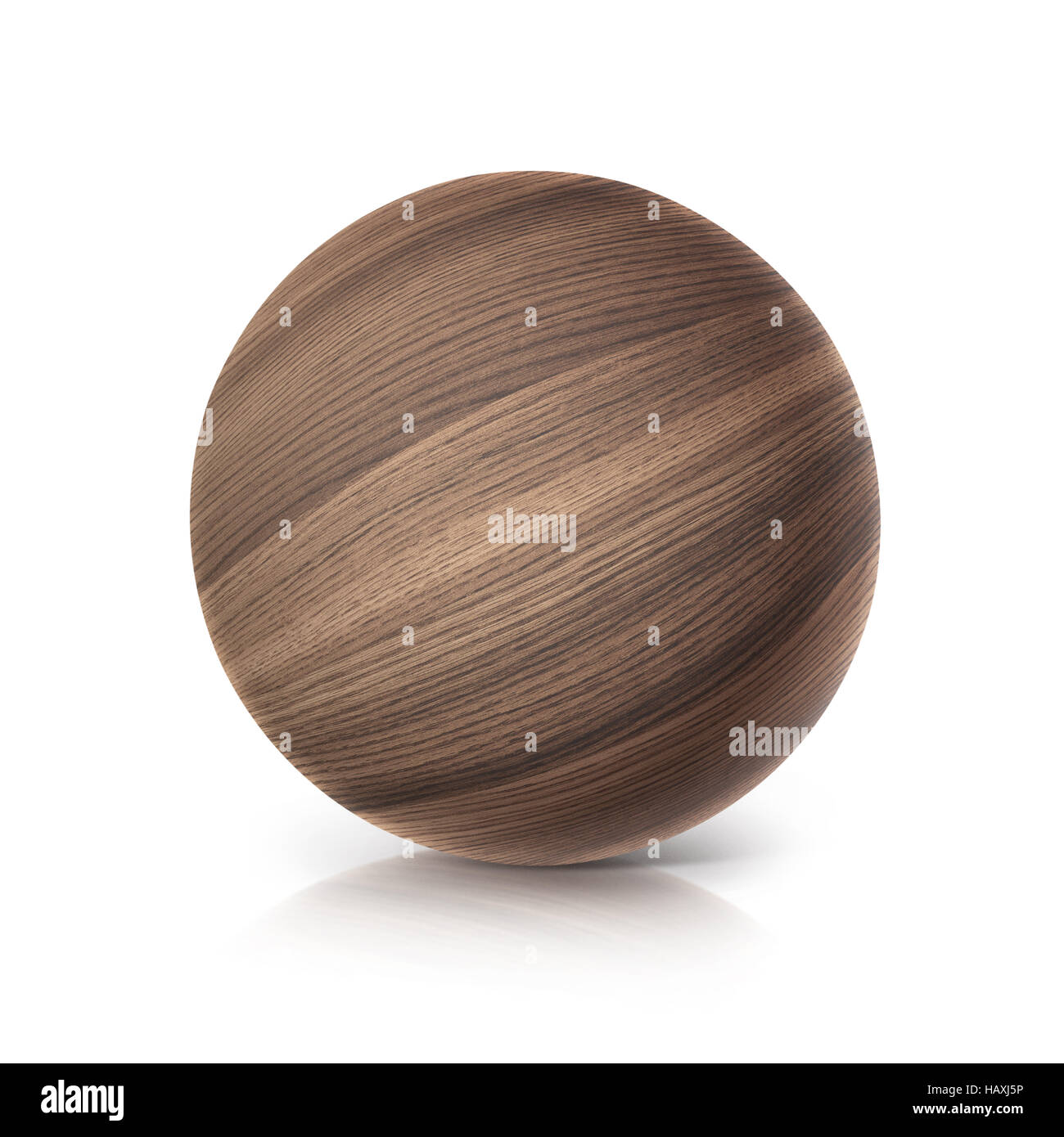 Balle en bois de chêne 3D illustration sur fond blanc Banque D'Images