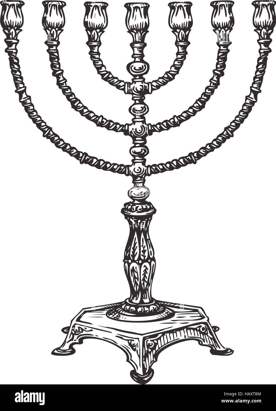 La menorah d'Hanoukka. Vector illustration croquis Illustration de Vecteur