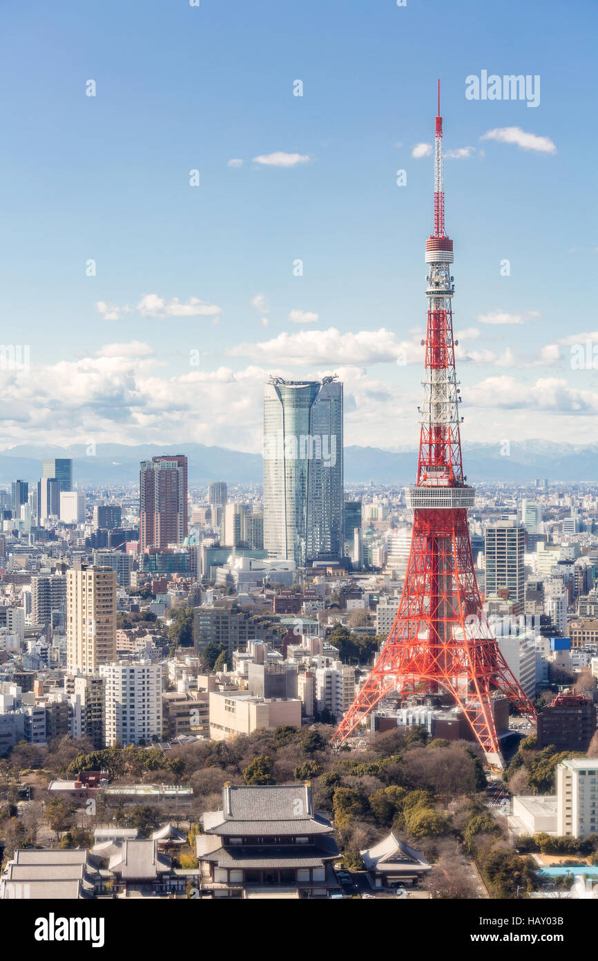 Avec la Tour de Tokyo à Tokyo skyline Japon Banque D'Images