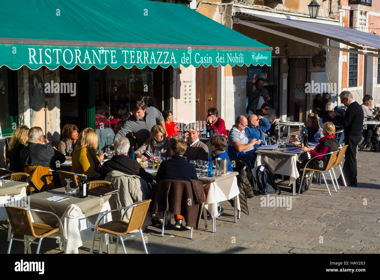 Terrasse de restaurant Venise Italie Banque D'Images