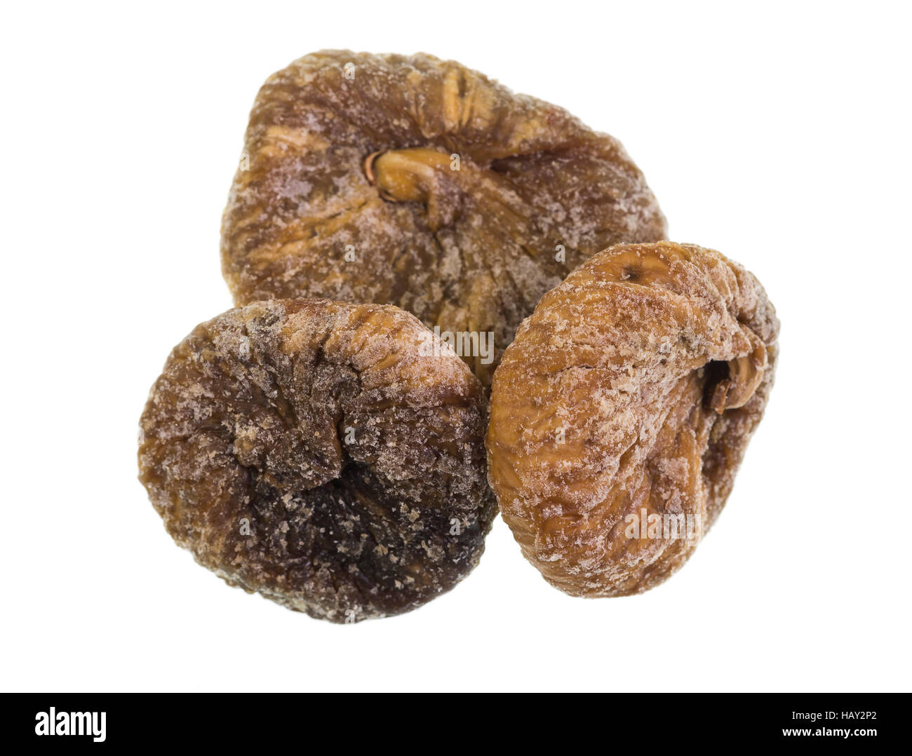 Les figues séchées isolé sur fond blanc. Figues poussent sur l'arbre Ficus (Ficus carica). Banque D'Images