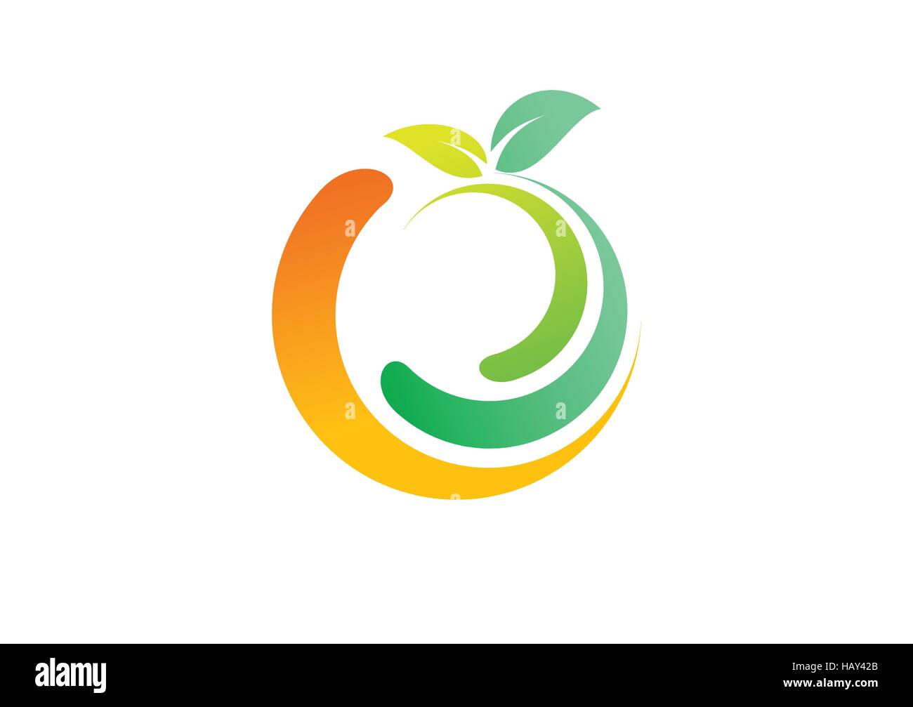 Logo de fruits frais, bien-être santé concept design logo, symbole de la pomme fruit citron icône vecteur, résumé les lignes circulaires sphere Illustration de Vecteur