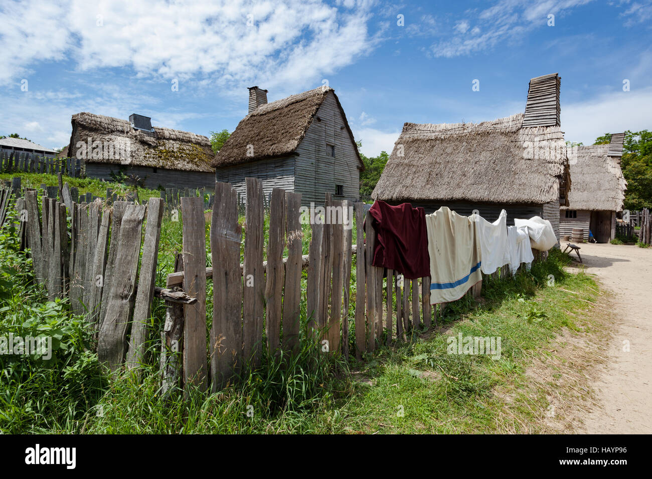Maisons à pèlerin Plimoth Plantation Banque D'Images