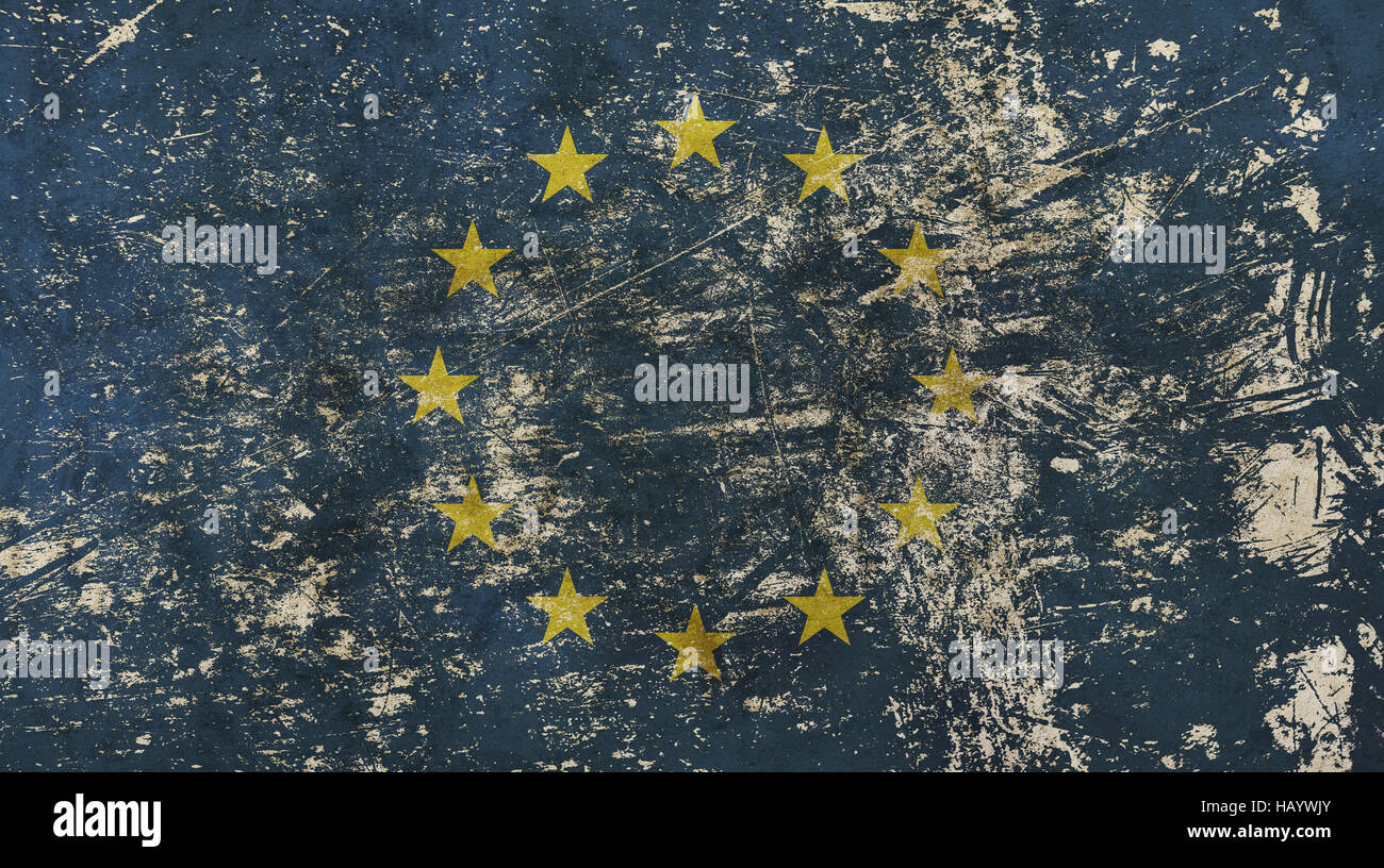 Old grunge vintage sale minable a disparu de l'Union européenne en difficulté l'arrière-plan du drapeau national de l'UNION EUROPÉENNE Banque D'Images