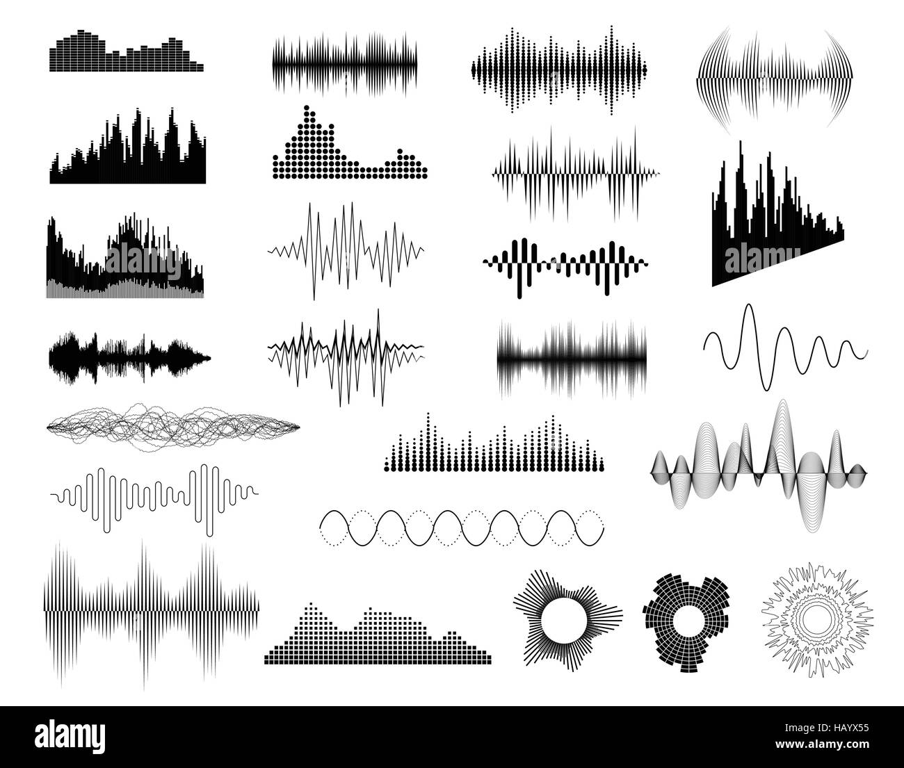 Ensemble d’ondes sonores Illustration de Vecteur