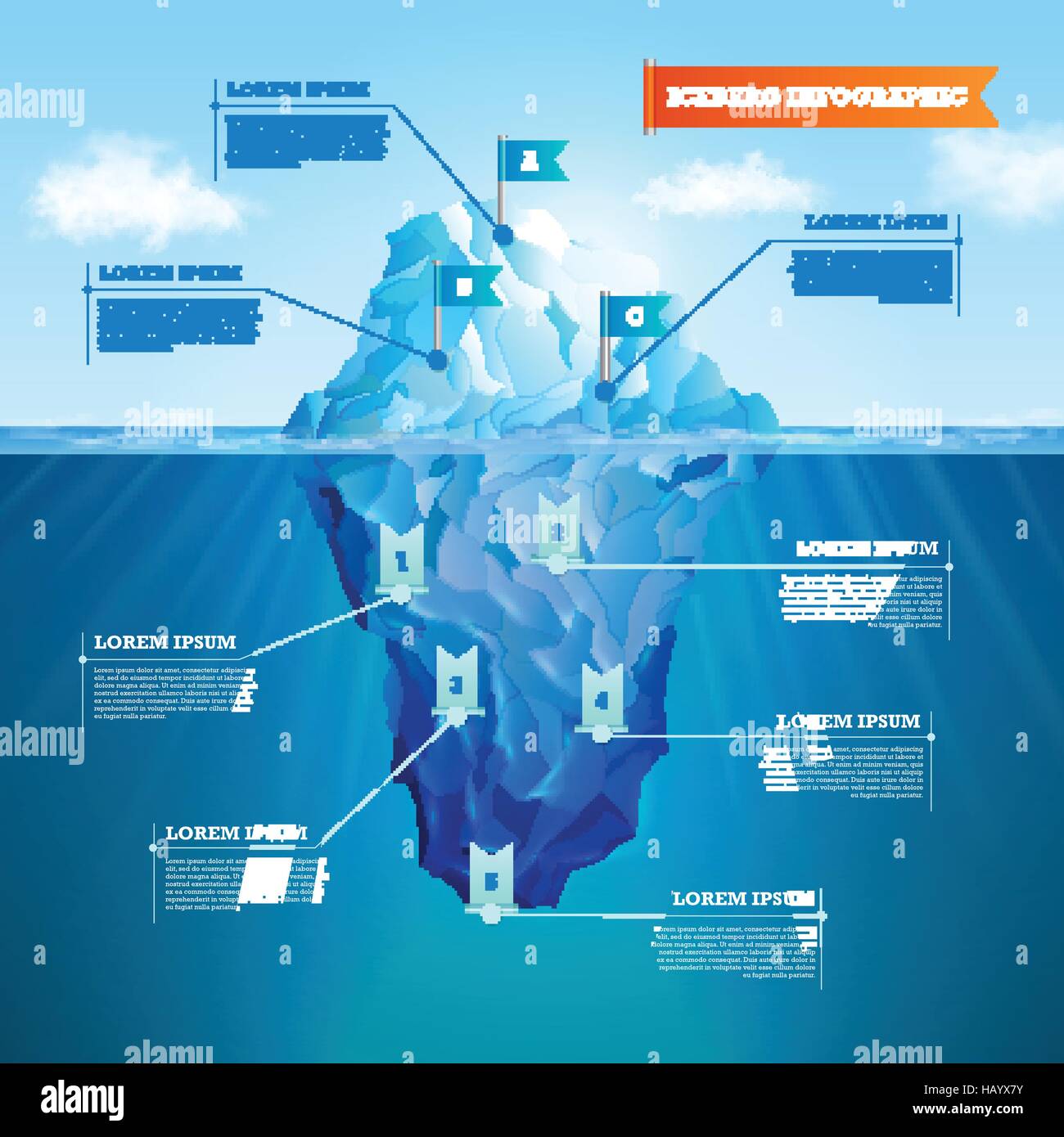 Ralistic Iceberg infographie Illustration de Vecteur