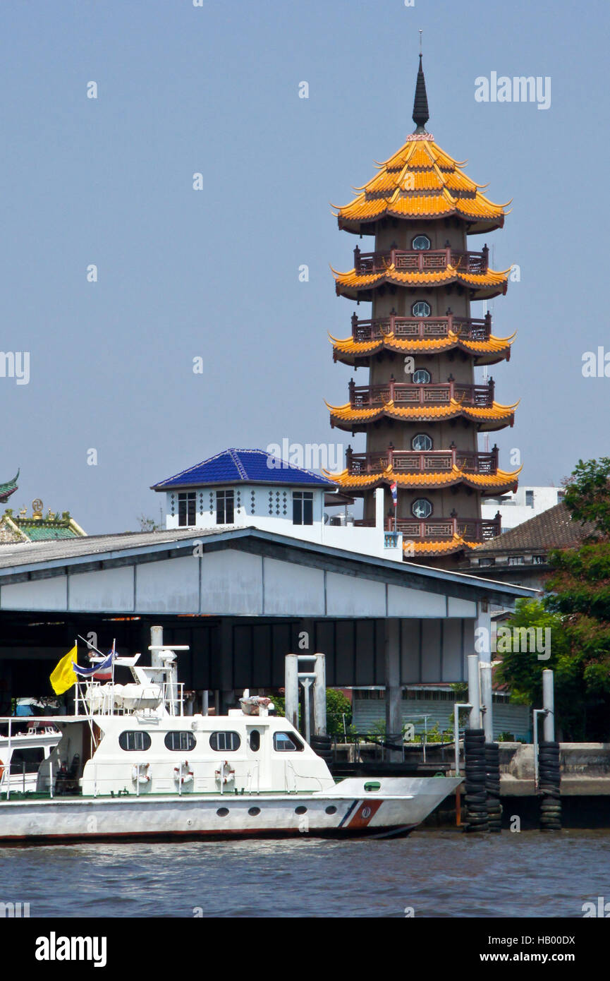 Bangkok, Tour, chao prier, voile Banque D'Images