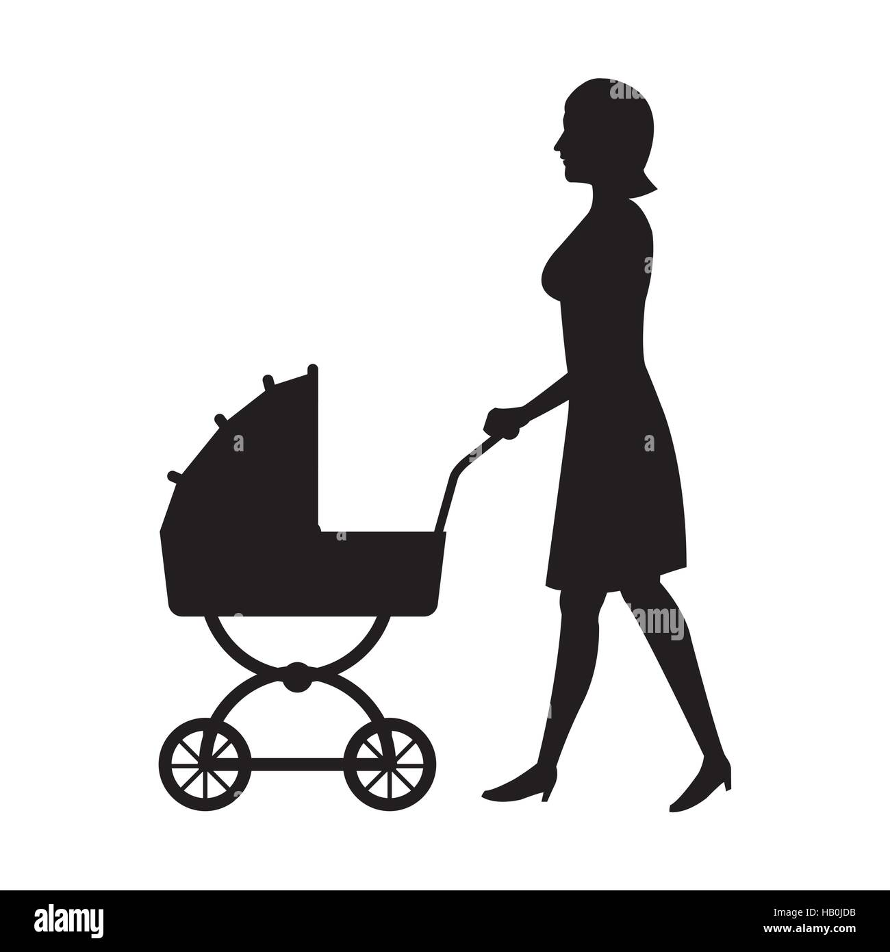 Silhouette Femme Mere Avec Bebe Landau Walking Image Vectorielle Stock Alamy