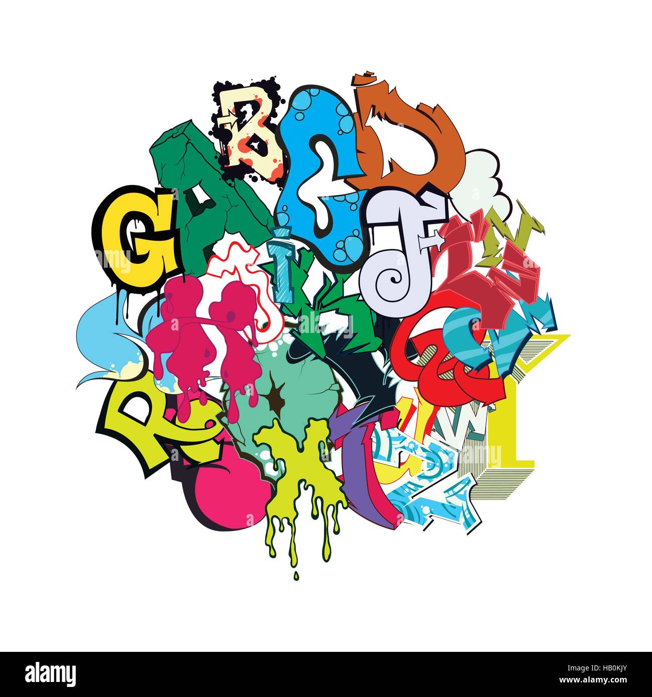 Composition Couleur de police Graffiti Illustration de Vecteur