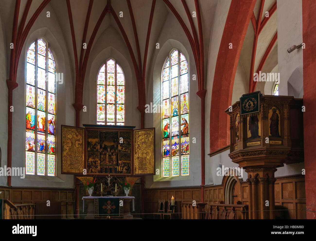 Meissen : Frauenkirche église gothique avec autel, , Sachsen, Saxe, Allemagne Banque D'Images