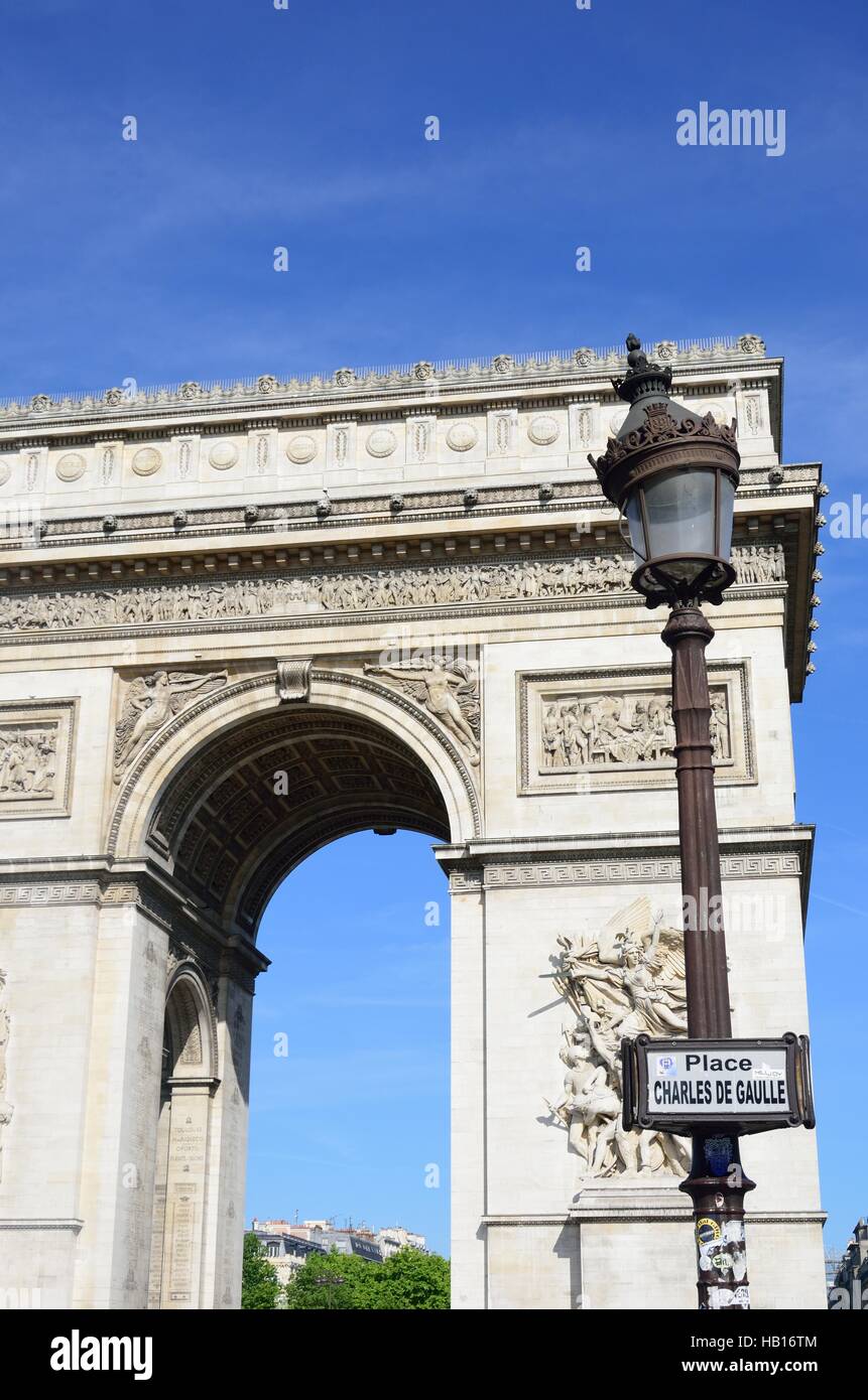 Arc de Triomphe à Charles de Galle Place Banque D'Images