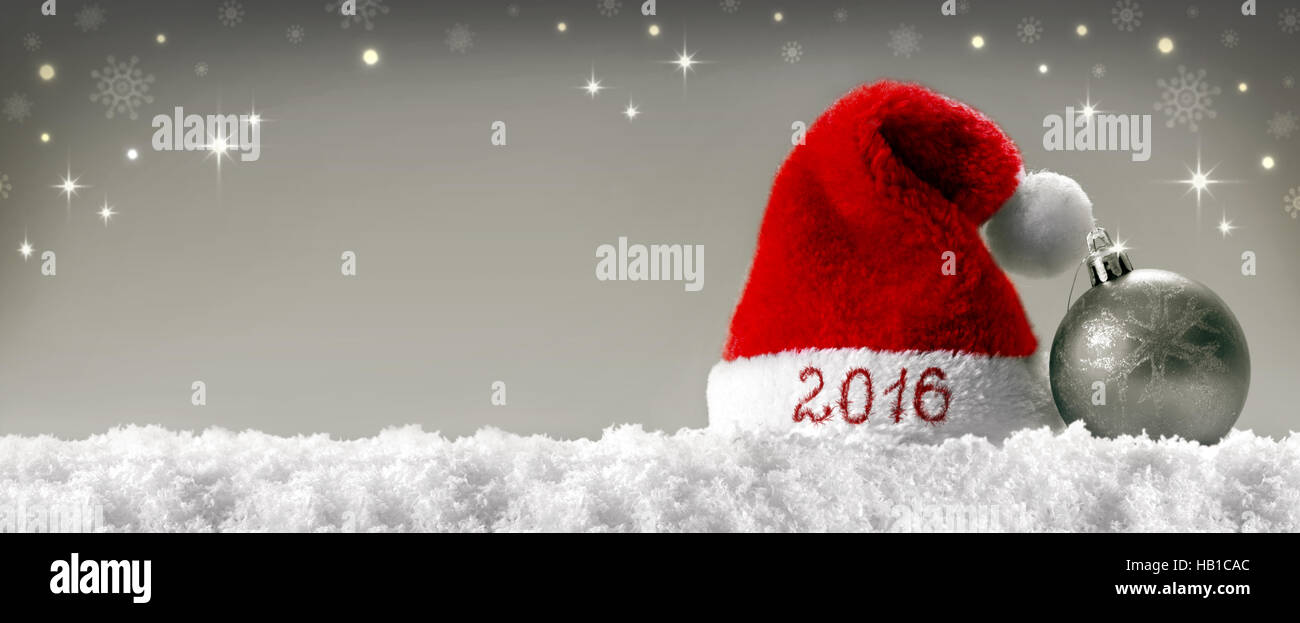 Bonne année 2016 santa hat . Banque D'Images