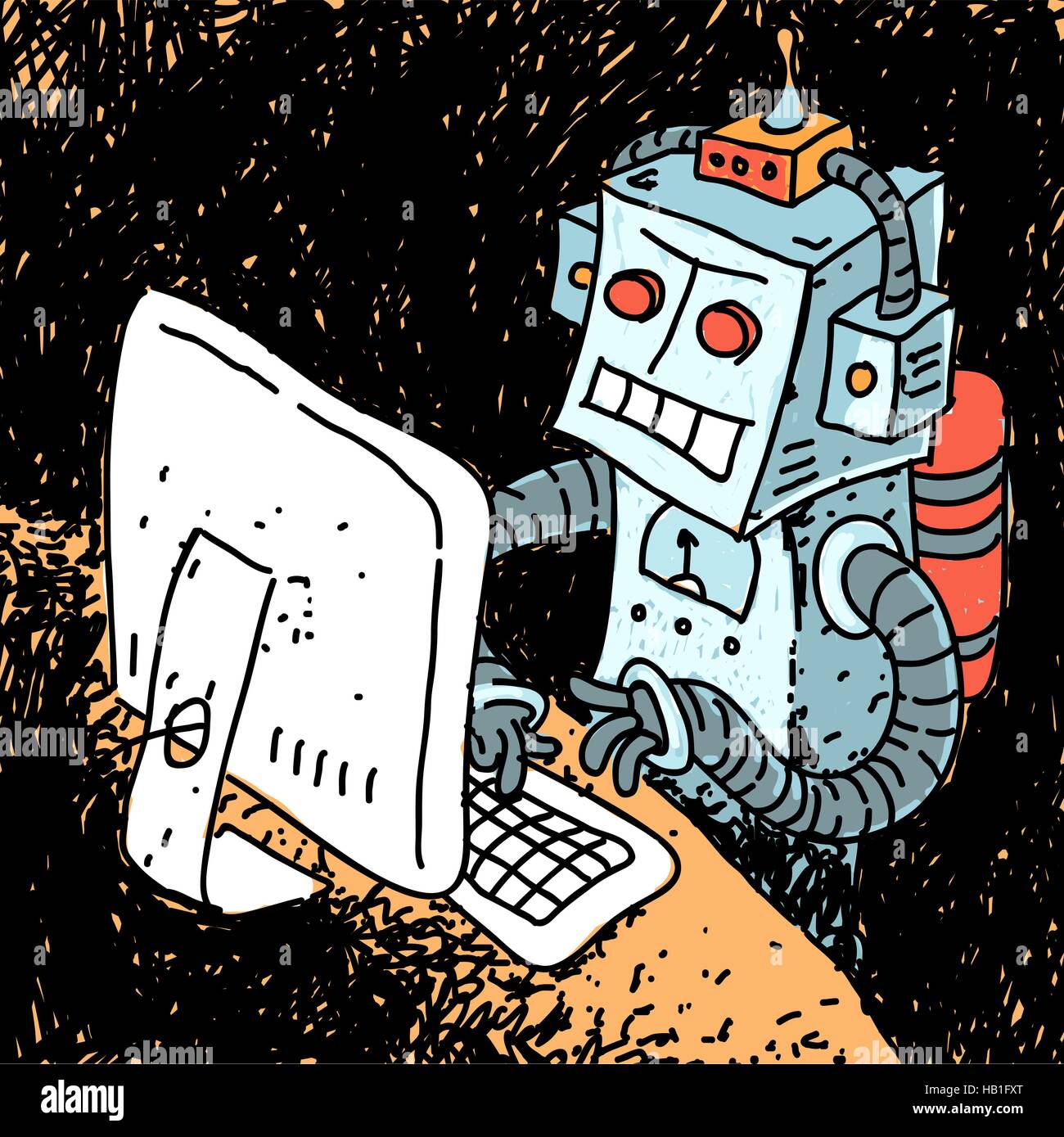 Robot et l'ordinateur Vector Illustration Illustration de Vecteur