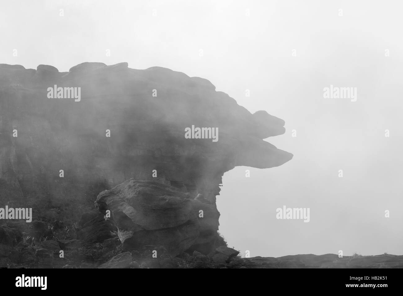 Vue surréaliste sur le sommet du mont Roraima sous la brume Banque D'Images